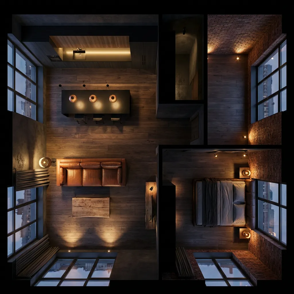 Квартира с измененным освещением Нейросеть для дизайна интерьера Nano Banana Pro: квартира с измененным освещением