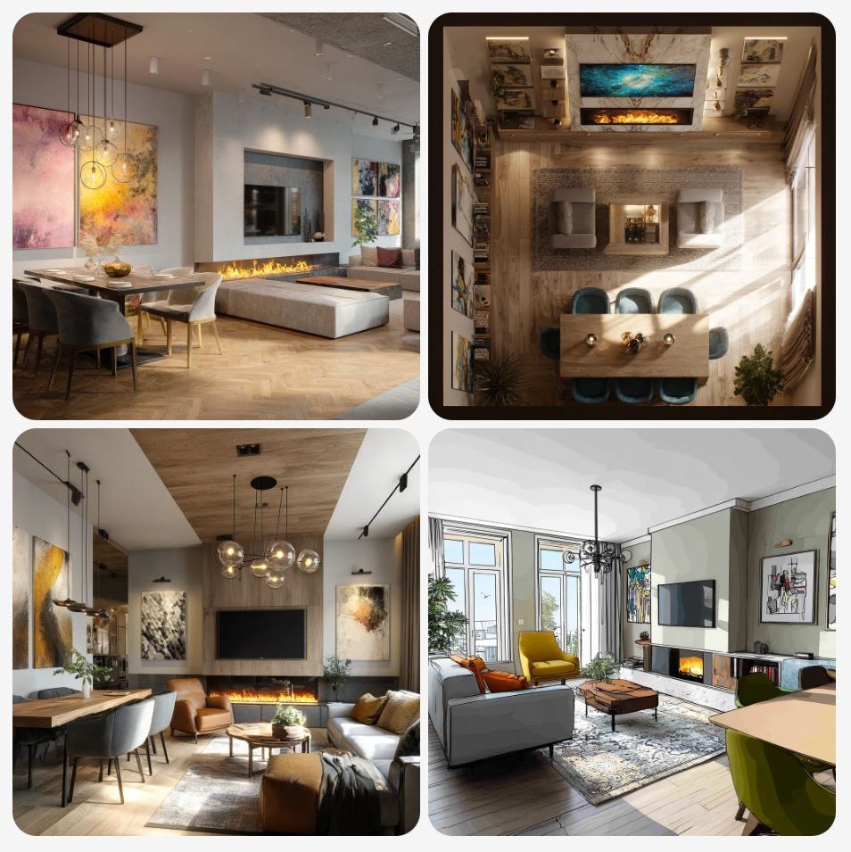 Пример работы Midjourney v7 Нейросеть для дизайна интерьера: пример работы Midjourney v7